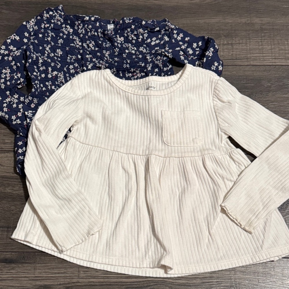 Carter’s Cream and Navy Floral Kids Blouse Set
